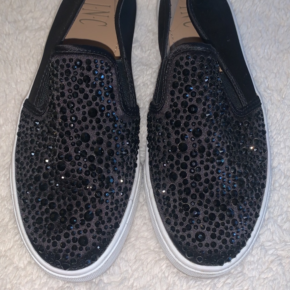 I.N.C. International Concepts Sammee Slip-On Sneakers 6 EUC Black Rhinestones - Picture 3 of 13